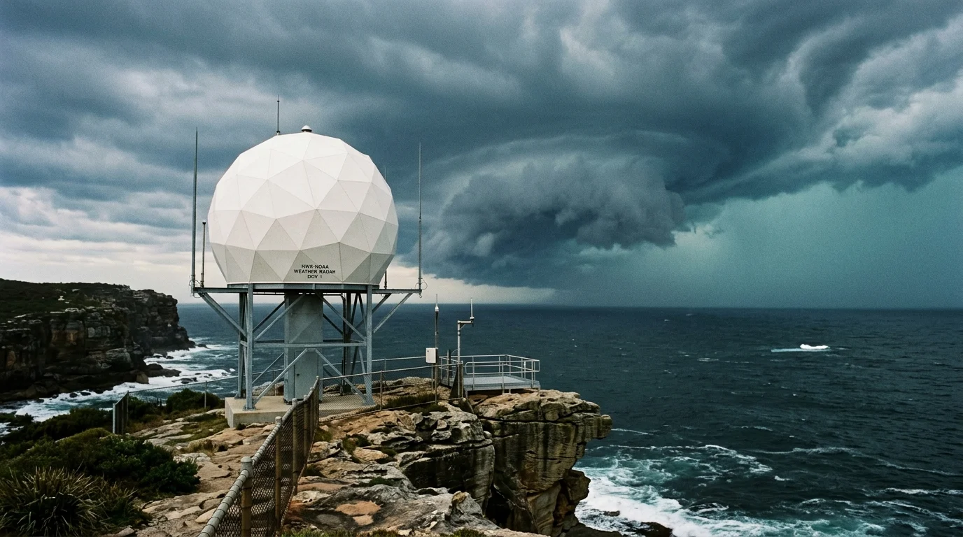 Trạm radar thời tiết Doppler chuyên dụng hướng ra đường bờ biển trước thềm bão